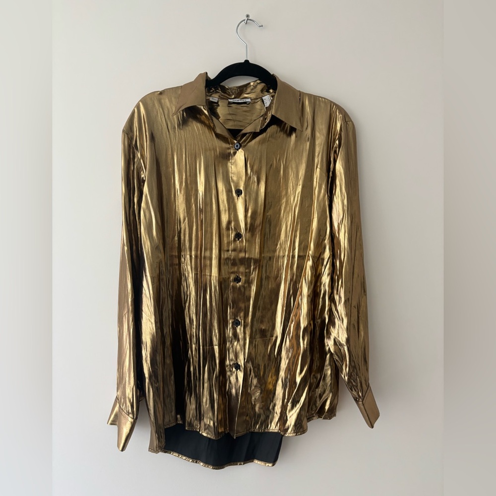 Esprit Gold Button Down Shirt with Shimmery Finish